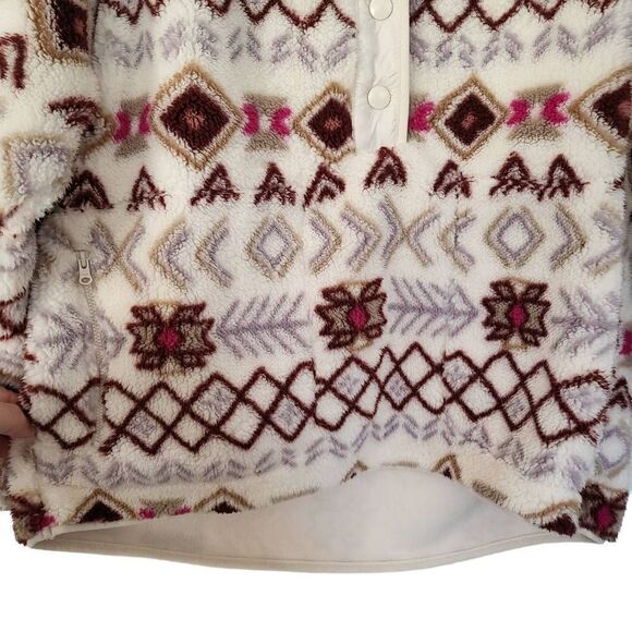 Lou & Grey Fair Isle Cozy Up Sherpa Jacket Size Large - Picture 10 of 14